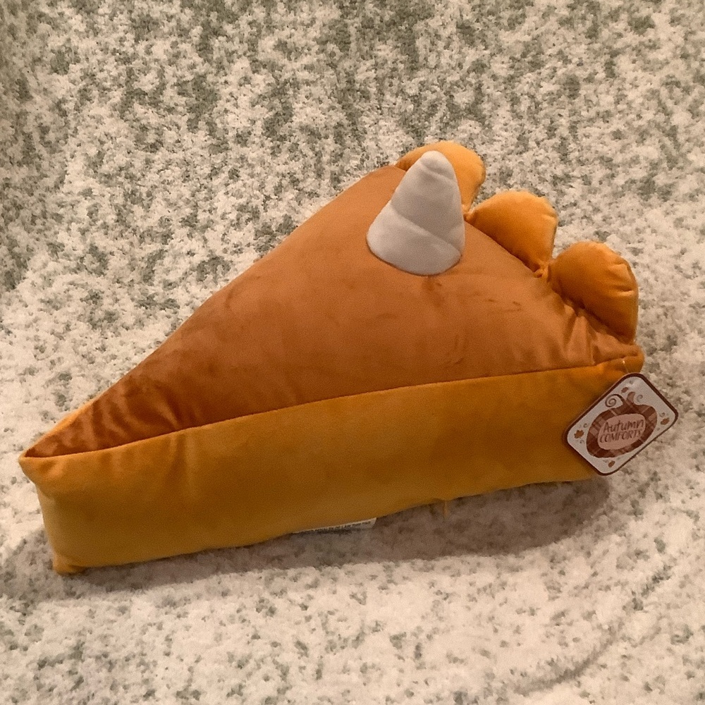 Plush Fall Thanksgiving Autumn Pumpkin Pie Slice Decorative Pillow NWT Polyester